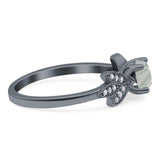 Art Deco Round Natural Stone Floral Ring