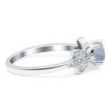 Art Deco Round Natural Stone Floral Ring