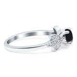 Art Deco Round Natural Stone Floral Ring