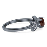 Art Deco Round Natural Stone Floral Ring