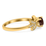 Art Deco Round Natural Stone Floral Ring