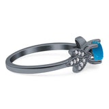 Art Deco Round Natural Stone Floral Ring