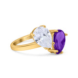 Pear Teardrop Natural Stone Wedding Ring