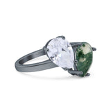 Pear Teardrop Natural Stone Wedding Ring