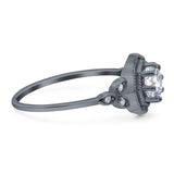 Art Deco Round Natural Stone Beaded Ring