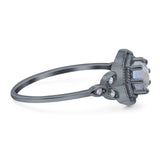 Art Deco Round Natural Stone Beaded Ring