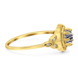 Art Deco Round Natural Stone Beaded Ring