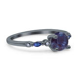 Minimalist Round Natural Stone Art Deco Ring