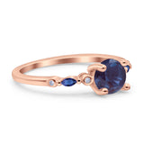 Minimalist Round Natural Stone Art Deco Ring