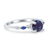 Minimalist Round Natural Stone Art Deco Ring