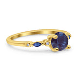 Minimalist Round Natural Stone Art Deco Ring