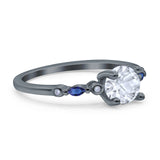 Minimalist Round Natural Stone Art Deco Ring