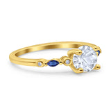 Minimalist Round Natural Stone Art Deco Ring