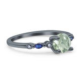 Minimalist Round Natural Stone Art Deco Ring