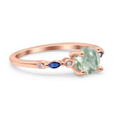 Minimalist Round Natural Stone Art Deco Ring