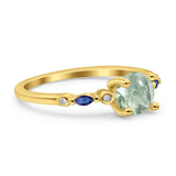 Minimalist Round Natural Stone Art Deco Ring