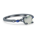 Minimalist Round Natural Stone Art Deco Ring
