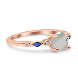 Minimalist Round Natural Stone Art Deco Ring