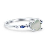 Minimalist Round Natural Stone Art Deco Ring