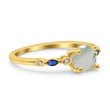 Minimalist Round Natural Stone Art Deco Ring