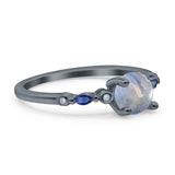 Minimalist Round Natural Stone Art Deco Ring