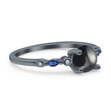 Minimalist Round Natural Stone Art Deco Ring