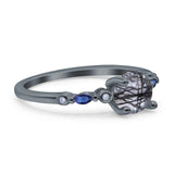 Minimalist Round Natural Stone Art Deco Ring