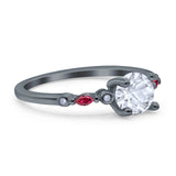 Minimalist Round Natural Stone Art Deco Ring