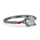 Minimalist Round Natural Stone Art Deco Ring