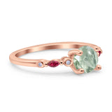 Minimalist Round Natural Stone Art Deco Ring