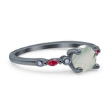 Minimalist Round Natural Stone Art Deco Ring