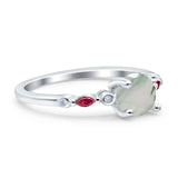 Minimalist Round Natural Stone Art Deco Ring