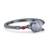 Minimalist Round Natural Stone Art Deco Ring