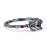 Minimalist Round Natural Stone Art Deco Ring