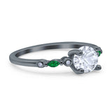 Minimalist Round Natural Stone Art Deco Ring