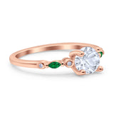 Minimalist Round Natural Stone Art Deco Ring