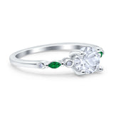 Minimalist Round Natural Stone Art Deco Ring