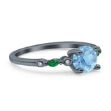 Minimalist Round Natural Stone Art Deco Ring