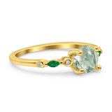 Minimalist Round Natural Stone Art Deco Ring