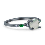 Minimalist Round Natural Stone Art Deco Ring