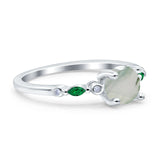 Minimalist Round Natural Stone Art Deco Ring