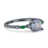 Minimalist Round Natural Stone Art Deco Ring