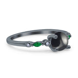 Minimalist Round Natural Stone Art Deco Ring