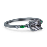 Minimalist Round Natural Stone Art Deco Ring