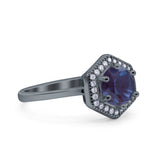 Vintage Style Round Natural Stone Hexagonal Ring