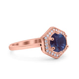 Vintage Style Round Natural Stone Hexagonal Ring