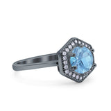 Vintage Style Round Natural Stone Hexagonal Ring