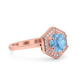 Vintage Style Round Natural Stone Hexagonal Ring