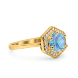 Vintage Style Round Natural Stone Hexagonal Ring