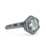 Vintage Style Round Natural Stone Hexagonal Ring